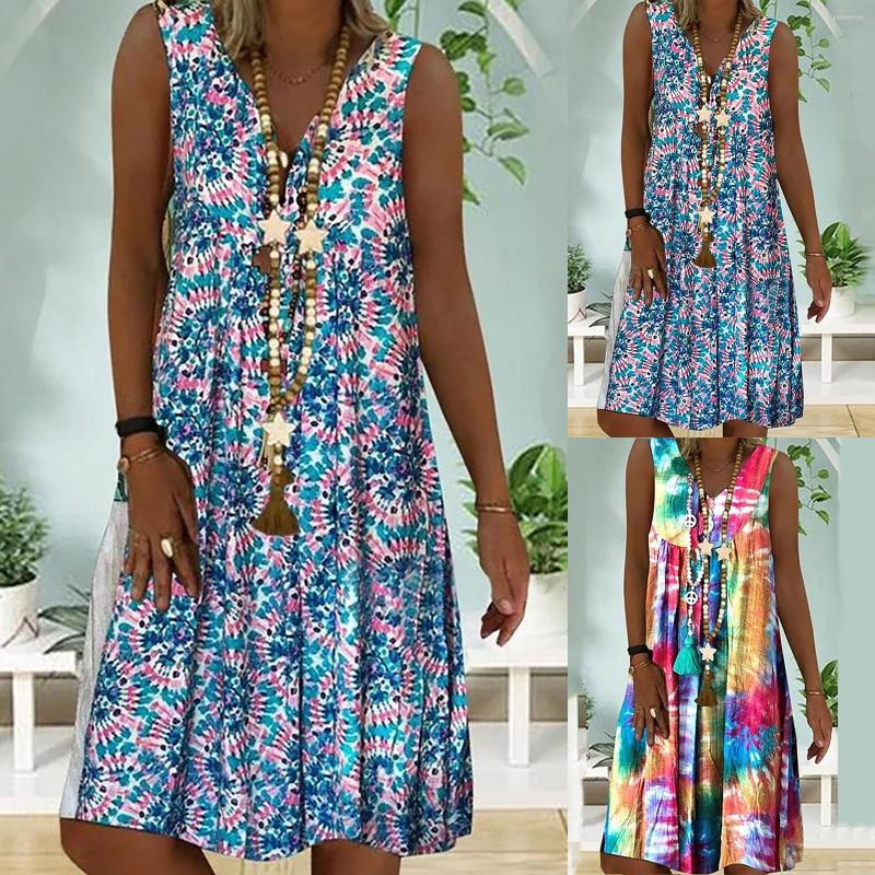 

Casual Dresses Ladies Pleated Party Dating Boho Loose Dress, Red