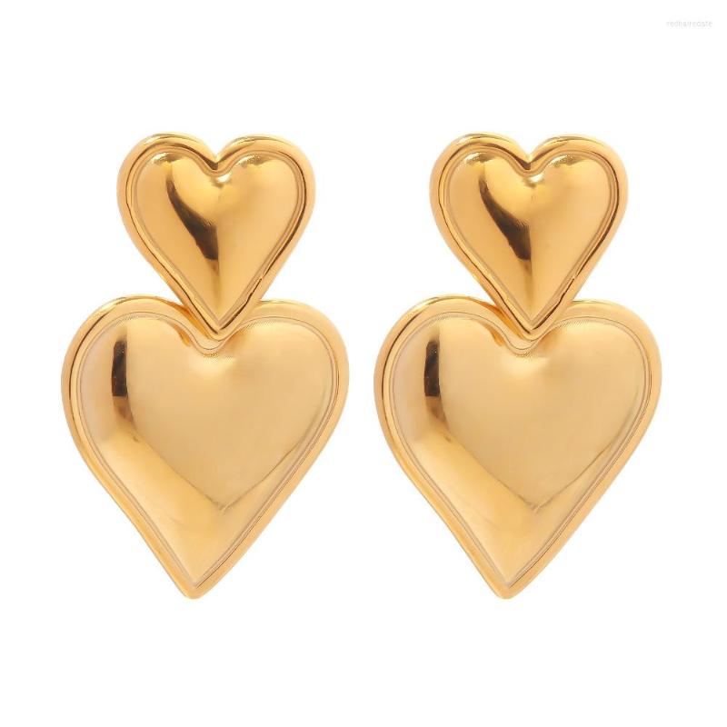 

Stud Earrings Yoiumit Fashion Stainless Steel Love Pendant For Women 18K Gold-plated Waterproof Heart-shaped Jewelry Gifts