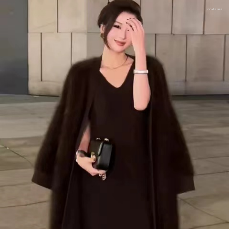 

Women's Knits Fluffy Mink Cashmere Coat Cardigan Spring Gentle Tie Wear Temperament Socialite JZ171, 012