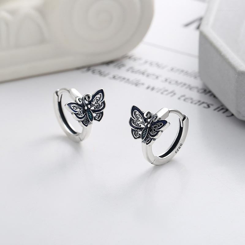 

Hoop Earrings S925 Silver Needle Vintage Design Butterfly For Women Girl Lovely Party Punk Jewelry Gifts Eh493