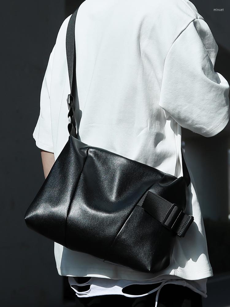 

Waist Bags Foufurieux Men's Crossbody Bag Small Retro PU Single Shoulder Leisure Sports Backpack Large Capacity Y2k, Black