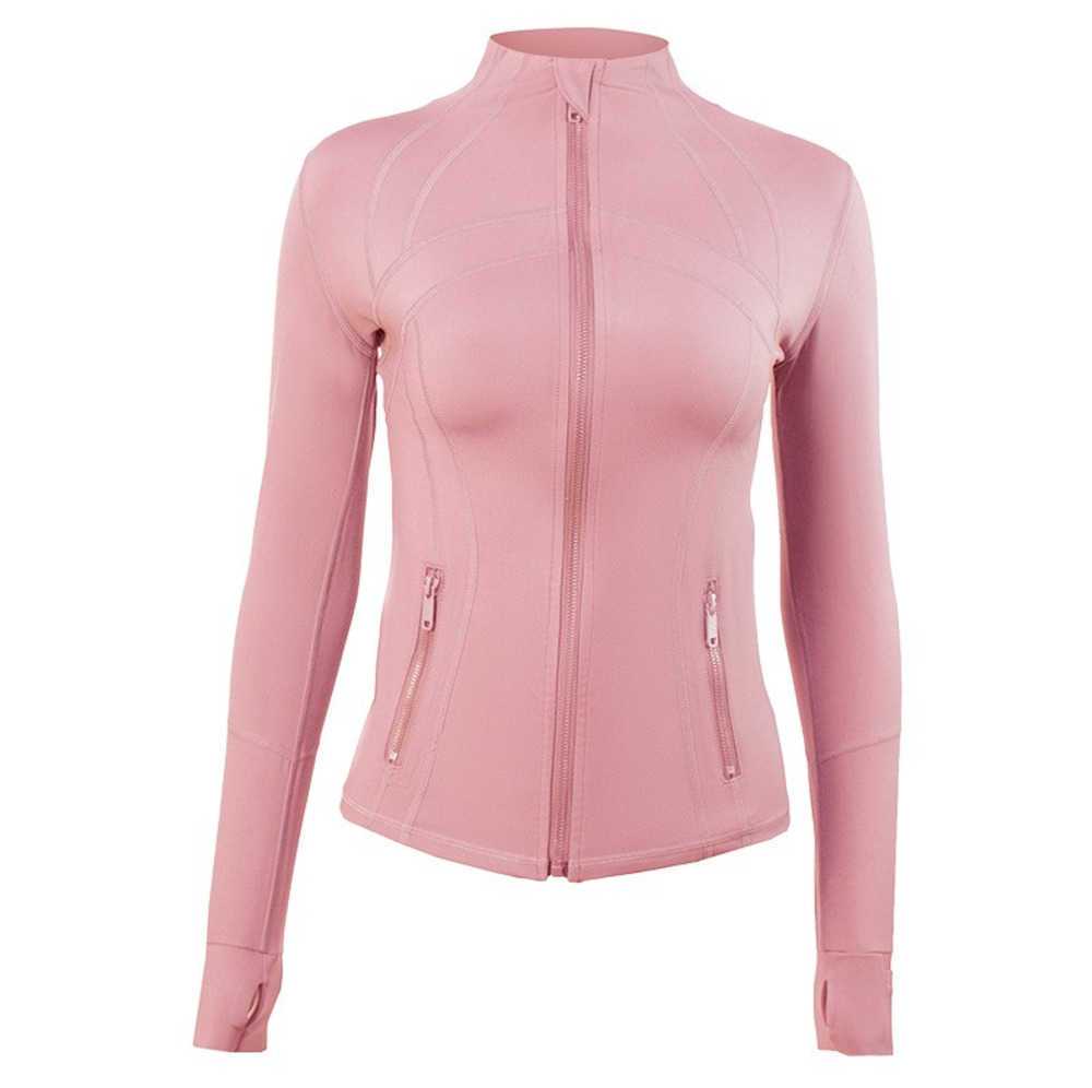 

Women Define Jackets Yoga Long Sleeves Full Zipper Jacket Solid Color Nude Sports Shaping Jogging Sportswear Gym Professional Polyester Snow Lulus, White