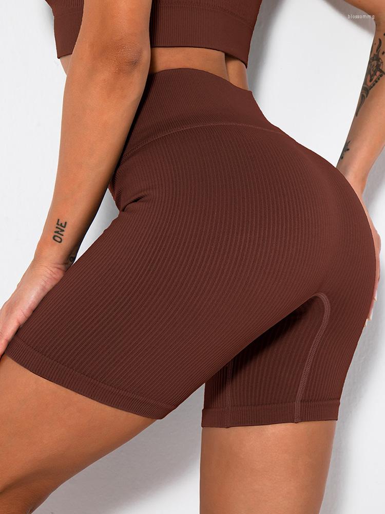 

Women's Shorts Seamless Knitted Sports Casual High Waist Push Up Cycling Fitness Running Tight Hip Lifting Yoga Sportswear, Grey