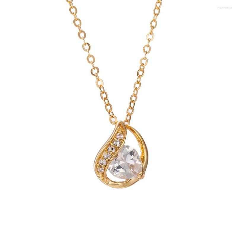 

Pendant Necklaces Design Simple And Elegant Necklace For Women Vintage Cubic Zirconia Color Female Jewelry Link Chain Gift