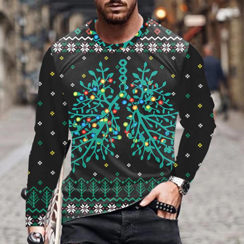 

Men's T Shirts Men's Autumn Long Sleeve T-shirt Male Sport Tshirt Christmas Tree Print Shirt Snowman Tee Tops Streetwear Clothes For Men, Nsc003-09