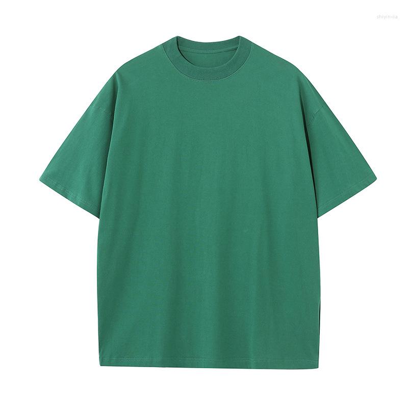 

Men' T Shirts Loose Cotton Plain All-Match Elastic Round Neck Team Wear Sportswear Same Style For Men And Women, Green