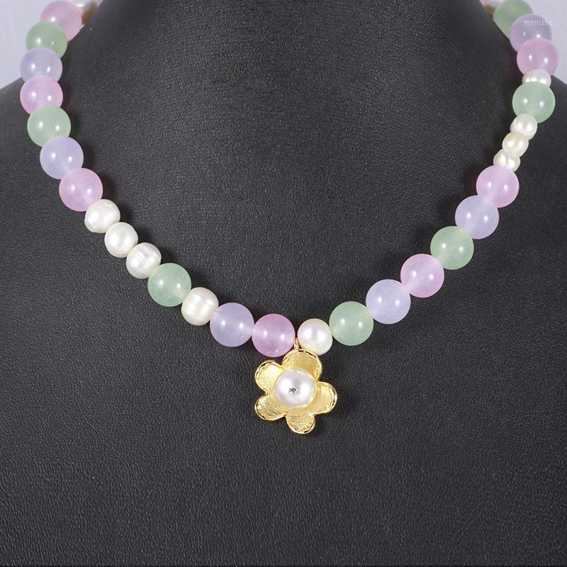 

Choker Colored Glass Beads Handmade Beaded Freshwater Pearl Necklace