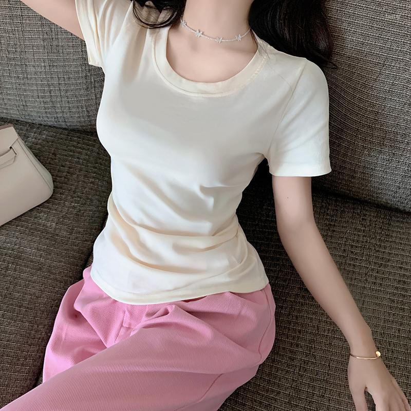 

Women's T Shirts Tees O Neck Short Sleeve Shirt Women Sexy Tops 2023 Spring Summer Black Casual Skinny Slim Basic Woman White 5225E, Sky blue