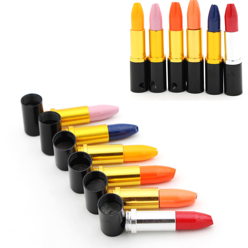 

Lipstick Style Metal Smoking Pipes Dry Herb Tobacco Vape Detachable Portable Hand Pipe Smoke Puff Cigar Device