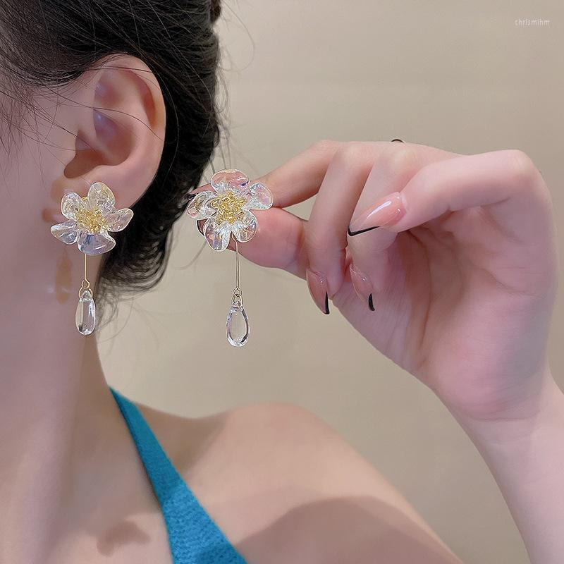 

Dangle Earrings Sunflower Transparent Earring Liquid Clear Yellow Daisy Drop Acrylic Earings Long Party Jewelry Boho Woman Pendientes