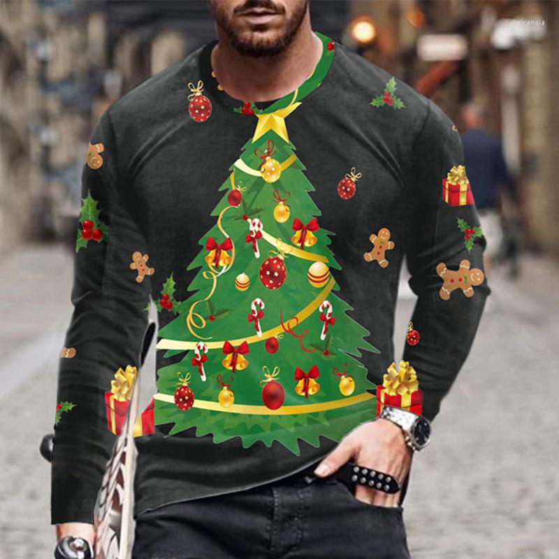 

Men's T Shirts Men's Autumn Long Sleeve T-shirt Male Sport Tshirt Christmas Tree Print Shirt Snowman Tee Tops Streetwear Clothes For Men, Nsc003-07