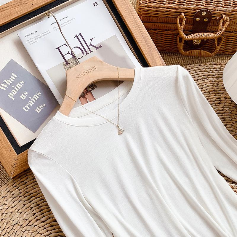 

Women's T Shirts MRMT 2023 Brand Women's Modal Shirt High Neck Slim Base Loose Half Mid-length Long Sleeve T-shirt, High-milk tea
