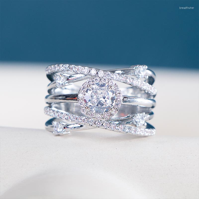 

Cluster Rings Cellacity Classic 925 Sterling Silver For Women Luxury With Round 5a Zircon Gemstone Female Dating Party Jewerly Gift