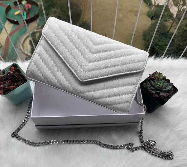 

Brand YS Women Handbag Shoulder Bag Designer Y-Shaped Leather Ladies Metal Chain Black Clamshell Messenger Chain Bags