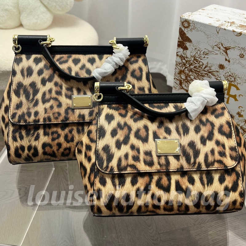 

print Designer bags women leopard leather handbag crossbody shoulder Bag Dg classic Ladies totes fashion wallet 21cm, Black