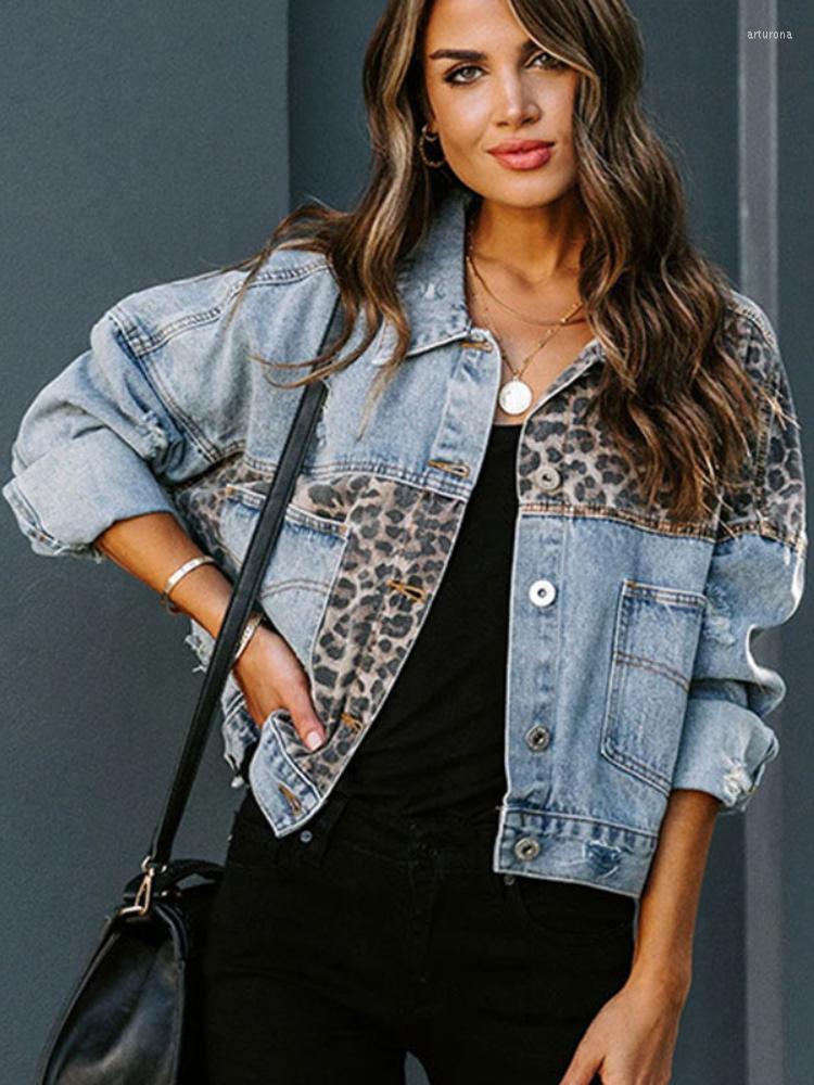 

Women's Jackets EDOLYNSA Leopard Patchwork Denim Women Jacket 2023 Spring Coats Streetwear Pocket Casual Coat Short Style Tops Y55, Blue