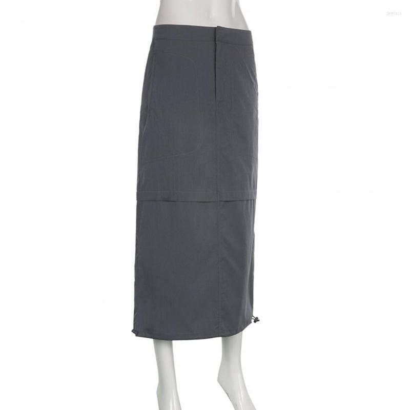

Skirts Lady Solid Color Casual Maxi Skirt Breathable Ankle-Length, Khaki