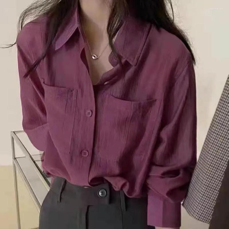 

Women' Blouses Deeptown Vintage Oversized Balck Shirt Korean Style Clothes Harajuku Casual Long Sleeve Tops Economic With, Purple