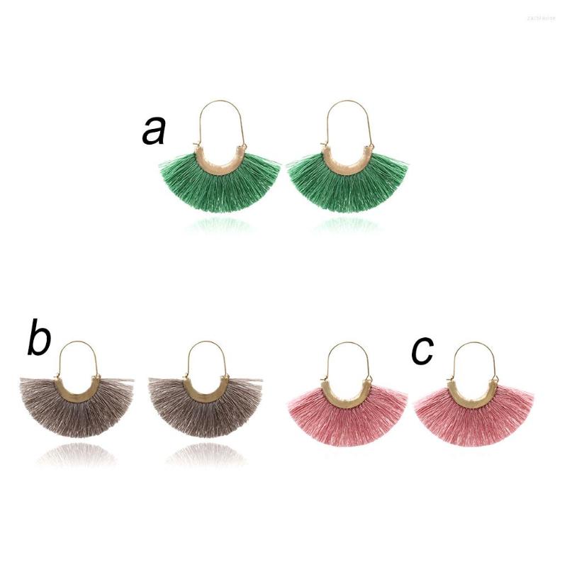 

Dangle Earrings Creative Fan-shaped Tassel Durable Ins Vintage Elegance Fashionable Exquisite Ear Jewelry Decor