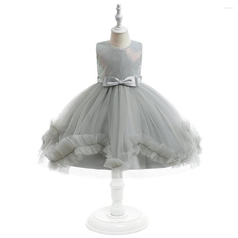 

Girl Dresses 4-13 Yrs GreyTeenagers Kids Wedding Short Dress Princess Sequins Pageant Party Formal Children's, L5393