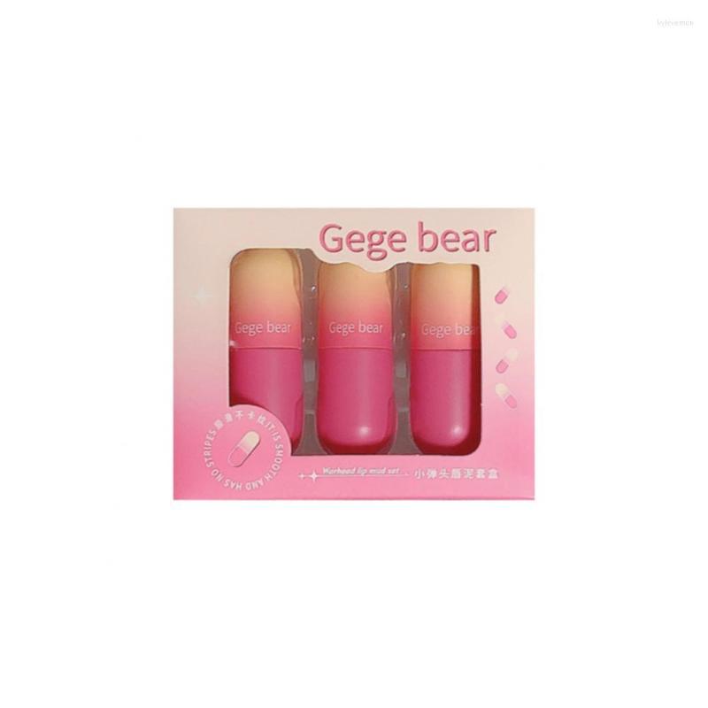 

Lip Gloss 3 Colors Tint Set Glaze Non-fading Velvet Soft Fog Matte Mud Women Makeup Cosmetic Waterproof Long Lasting, 03