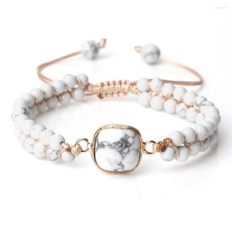 

Strand 4mm Mini Natural White Howlite Stone Bracelets For Women Men Beads Yoga Healing Handmade Charm Jewelry