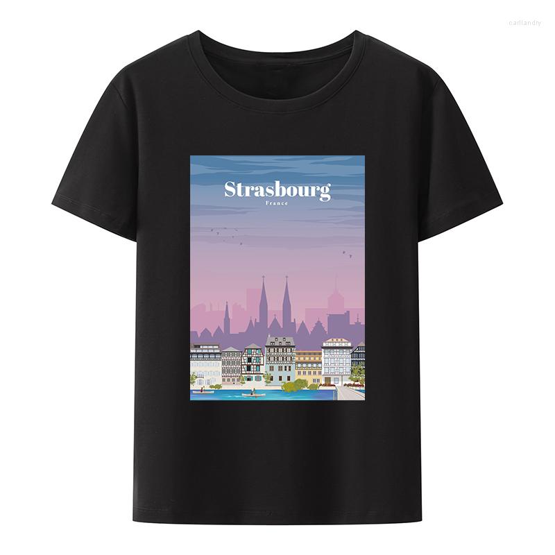 

Men's T Shirts Strasbourg France Cotton T-shirt Travel Commemorative Anime Style Summer Loose Camiseta Hombre Koszulki Tshirt Leisure O-neck, 0610481
