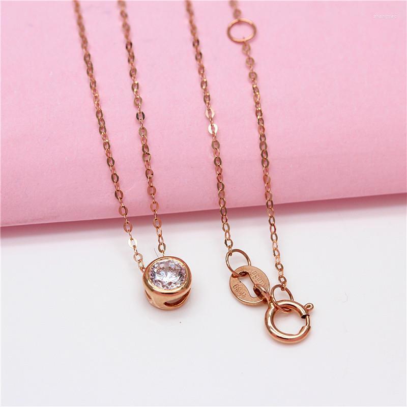 

Chains 585 Purple Gold Inlaid Crystal Necklace Pendant Sweet Design Charm 14K Rose Ladies Jewelry For Girlfriend Gifts