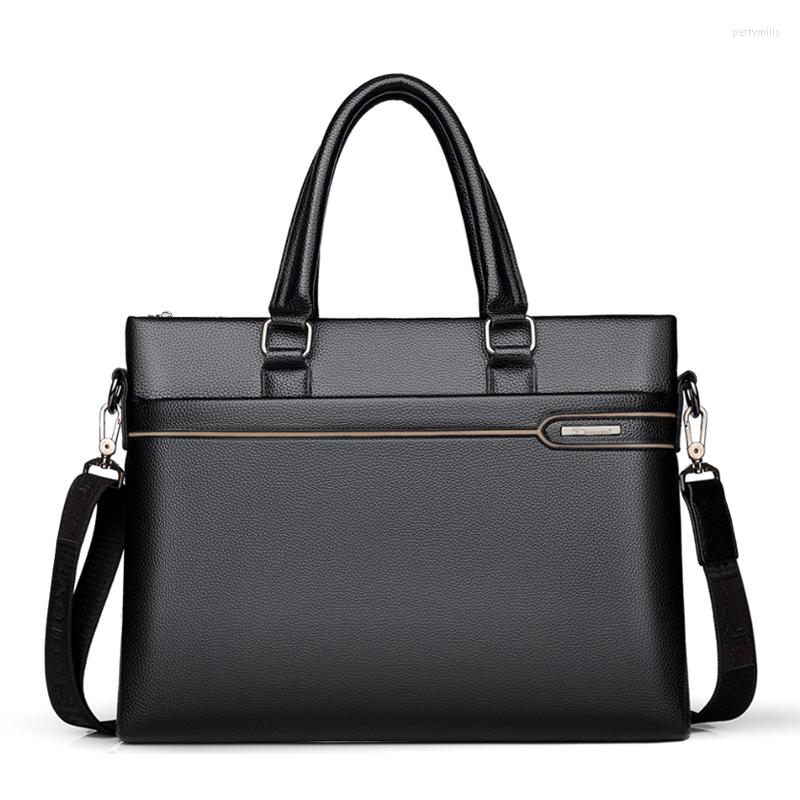 

Briefcases Men's Briefcase PU Leather Shoulder Business Bags Black Bag Men For Document Handbags Man Classic Laptop Tote