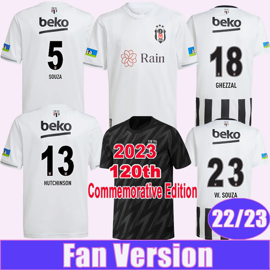 

22 23 Besiktas Mens Soccer Jerseys 2023 120TH Anniversary ROSIER MONTERO SOUZA NKOUDOU SALIH UCAN HUTCHINSON GHEZZAL NECIP W. SOUZA Home Away Football Shirts, Qm11072 22 23 away no patch