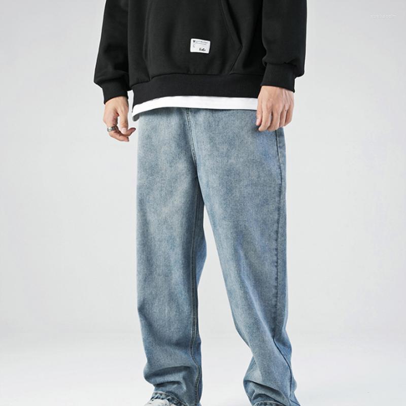 

Men's Jeans 2023 Spring And Autumn Simple Solid Color Men Washed Loose Straight Pants, Black