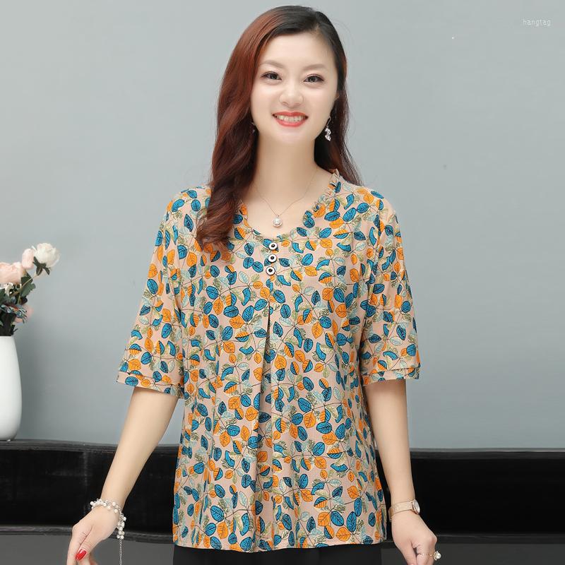 

Women's Blouses Casual Thin Summer Clothes Female Tops Loose Elegant Half Sleeve Shirt Woman Clothing Print