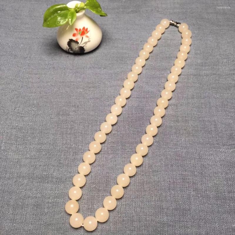 

Chains Hetian Jade Power Necklace Round And Full Hn01#