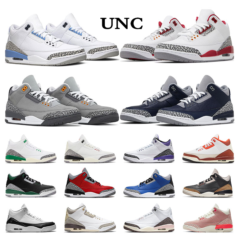 

men basketball shoes 3 3s sneakers UNC Cardinal Red White Cement Reimagined Black Cement Dark Iris Cool Grey Lucky Green Laser Orange womens outdoor sports trainers, 7 36-47