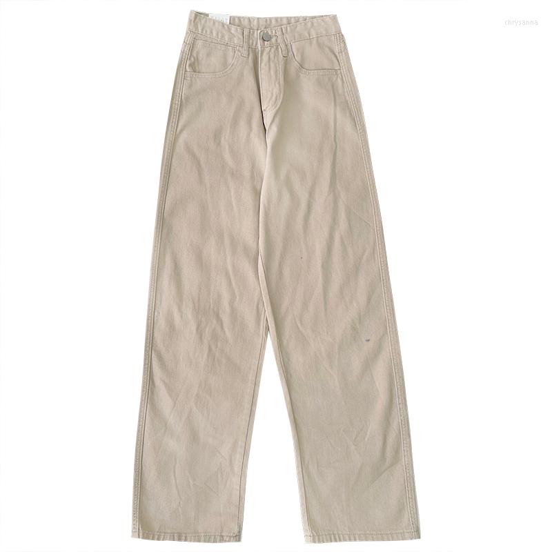 

Women' Jeans Autumn Retro Khaki Basic High Waist Loose Straight-leg Pants