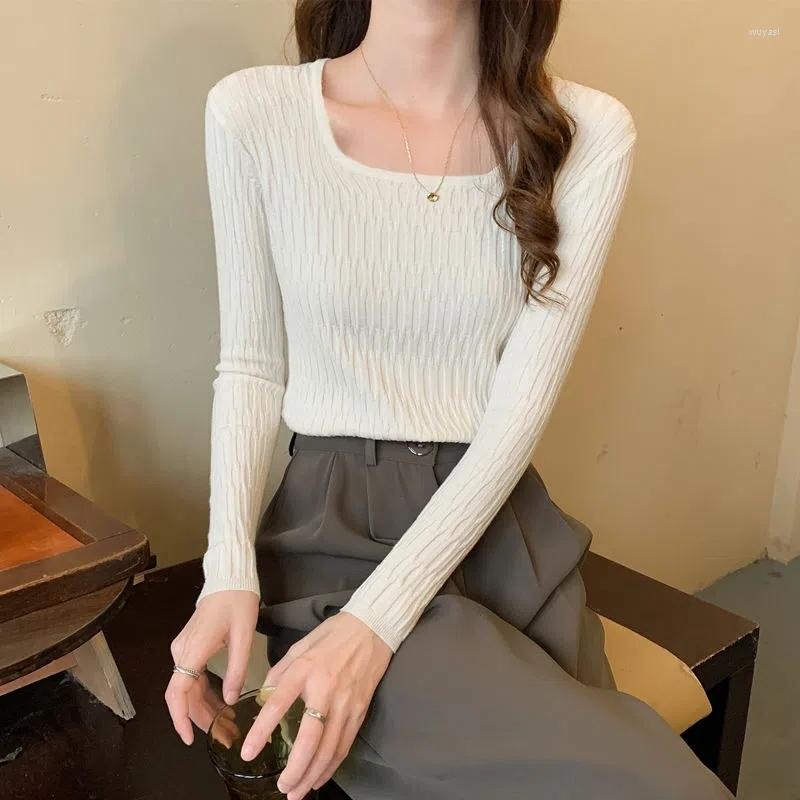 

Women's Sweaters 2023 Spring Autumn Fashion Woman Stripe Casual Pullover O-neck Women's Slim Tees Bottom Knitted Top Soft Simple Gentle, Apricot