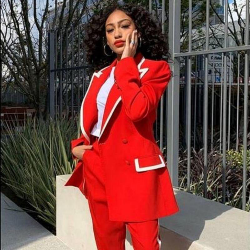 

Women's Two Piece Pants Spring Arrival Red Women Suits For Wedding Mother Of The Bride Suit Ladies Evening Party Tuxedos Formal Wear 2, Rose red
