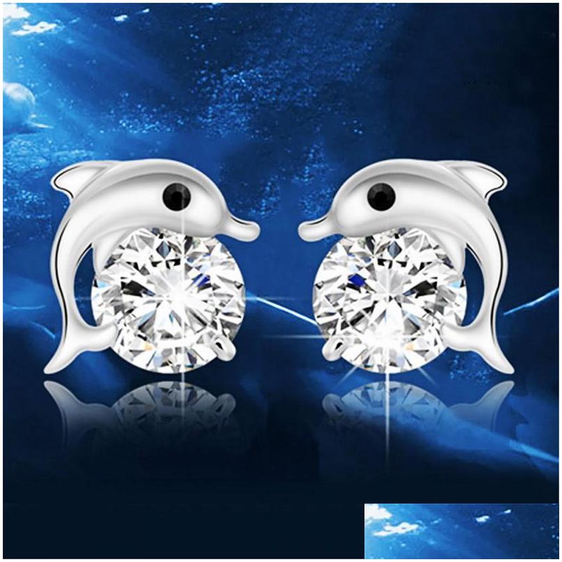 

Stud Cute Dolphin Earrings For Women Cut Studs High Quality Sier Plated Round Jewelry Accessories Drop Delivery Dhgarden Dhwvi