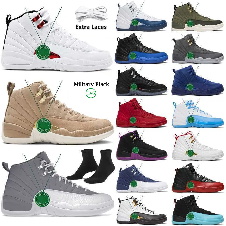 

2023 white x jordens 12 retros Stealth Playoffs 12s Basketball Shoes Retro University Basketball Shoes Jumpman Gym Red Flint Royal Court Purple He Got Game, Color # 17