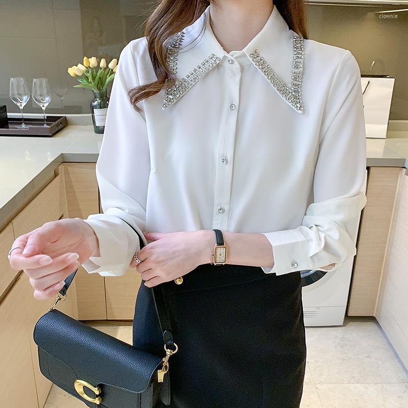 

Women' Blouses Summer Women' Polo Shirt Long Sleeve Tops Stitching Chiffon Loose Casual Solid Fashion Korean Style Female Clothing, Green