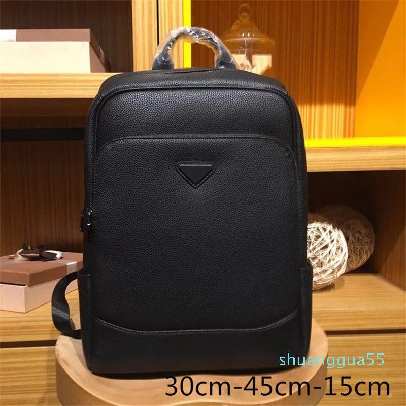 

men's black leather backpack fashion leisure office sports outdoor fitness waterproof large-capacity travel bag