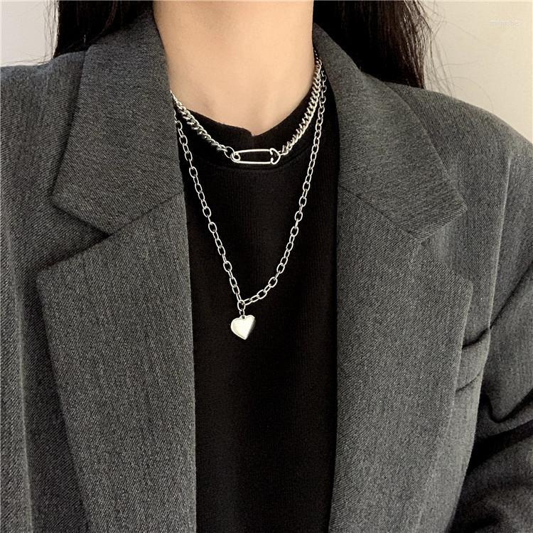 

Choker Kpop Streetwear Metal Heart Angel Pin Pendant Necklace Women's Neck Chain Egirl Goth Punk Wicca Grunge Alt Accessories