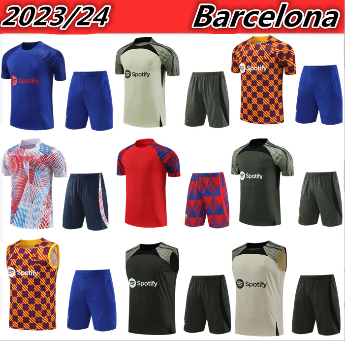 

2023/24 Barcelona TRACKSUIT soccer Jerseys barca SET adult TRAINING SUIT 2023/24 Barcelona men Short sleeves suit tracksuits, Wine red