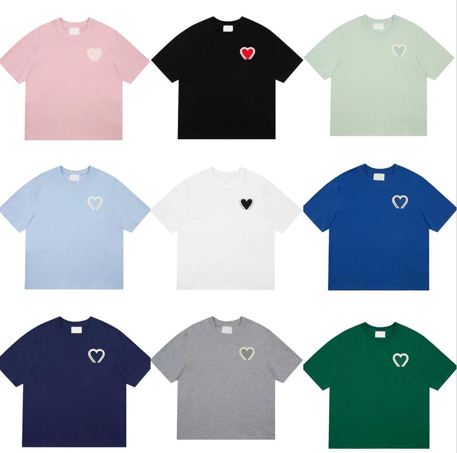 

Mens t-shirts designer ami loose print embroidery tees short sleeve crewneck woman heart Tee Top, 12
