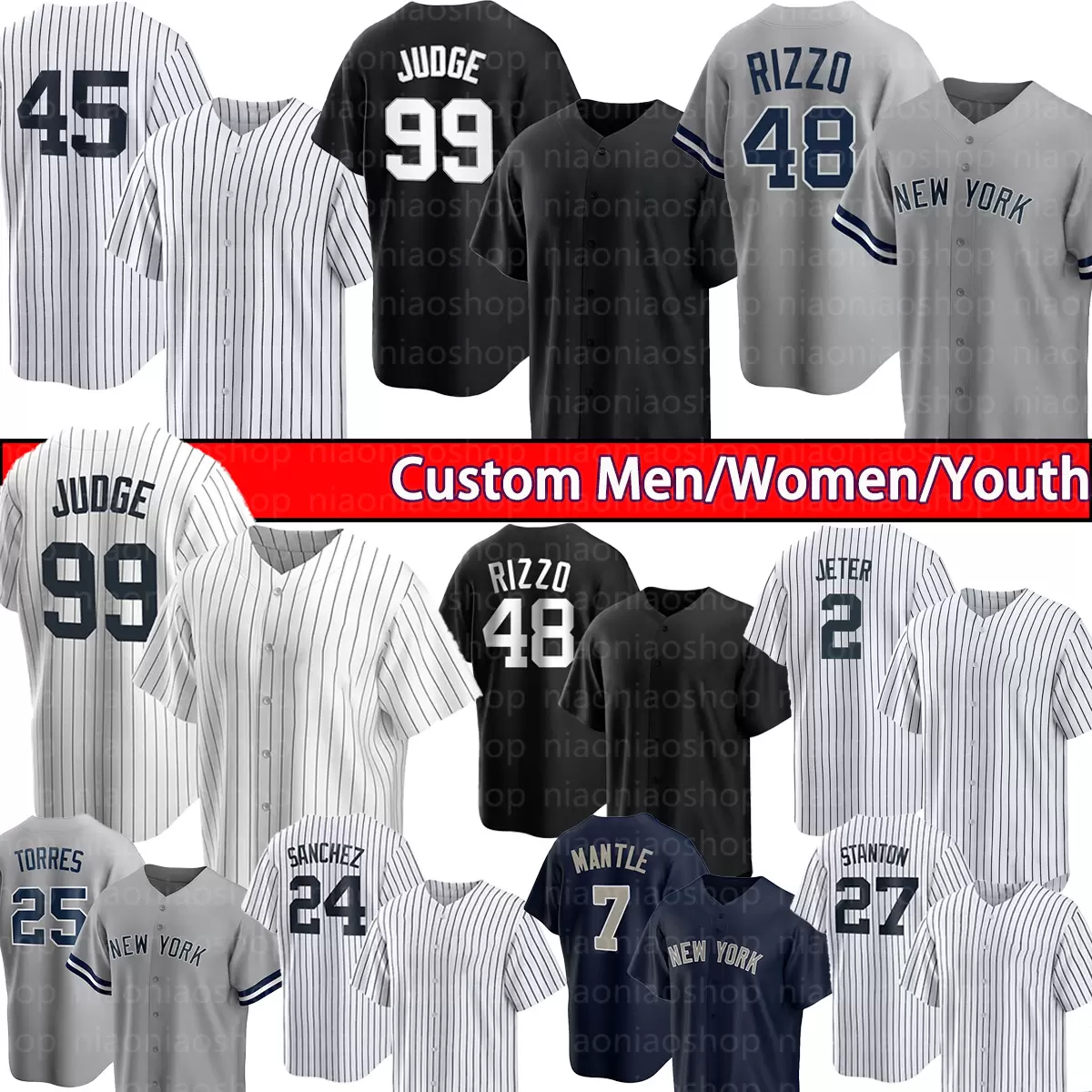 

99 Aaron Judge Giancarlo Stanton Jersey Anthony Rizzo Gerrit Cole Derek Jeter York''yankees''Baseball Jerseys Mariano Rivera Mantle Aroldis, Youth(size:s-xl)yangji