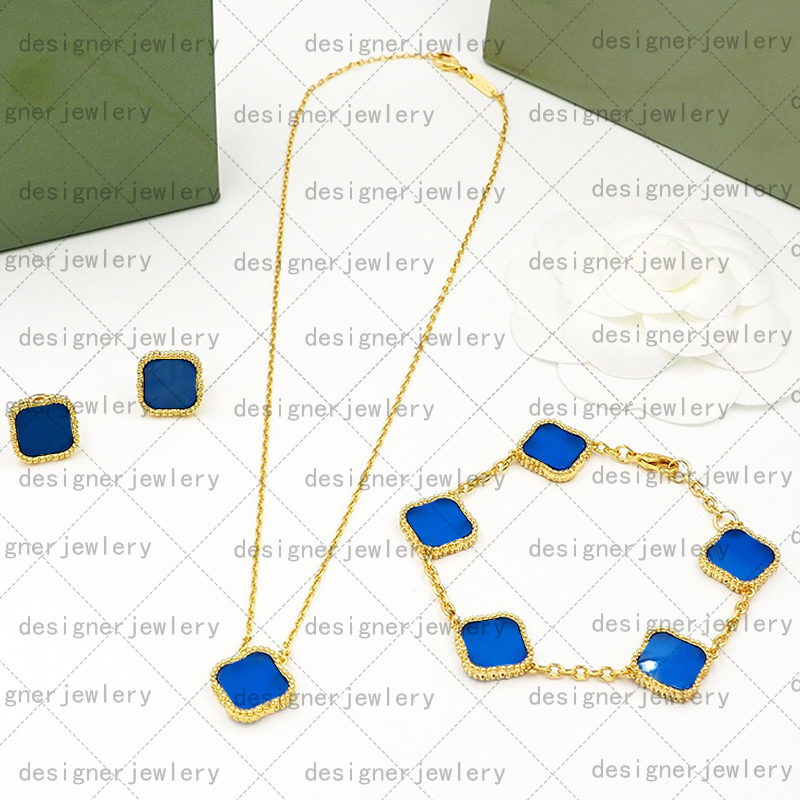

luxury four leaf clover necklace designer jewerly womens bracelet earring set gold chain wedding party Mother's Valentine's Day Steel flower necklaces designer