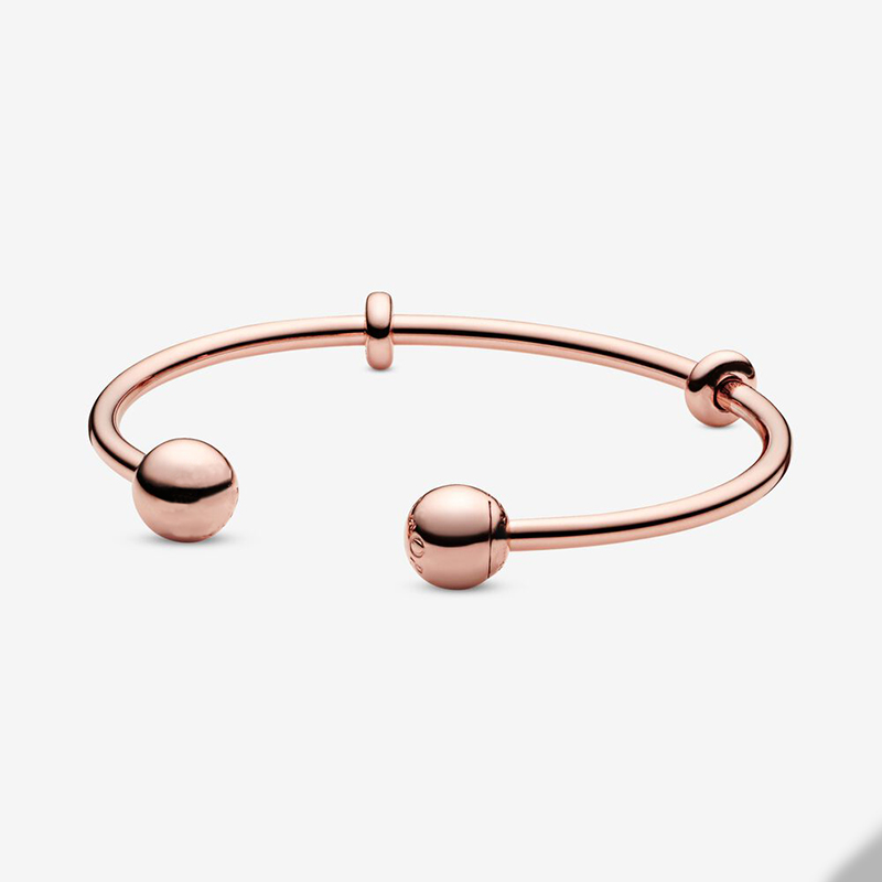 18K Rose Gold Cuff Bracelet 925 Sterling Silver Wedding Bangle Bracelets For Women Girlfriend Gift Charm bracelets with Retail Box