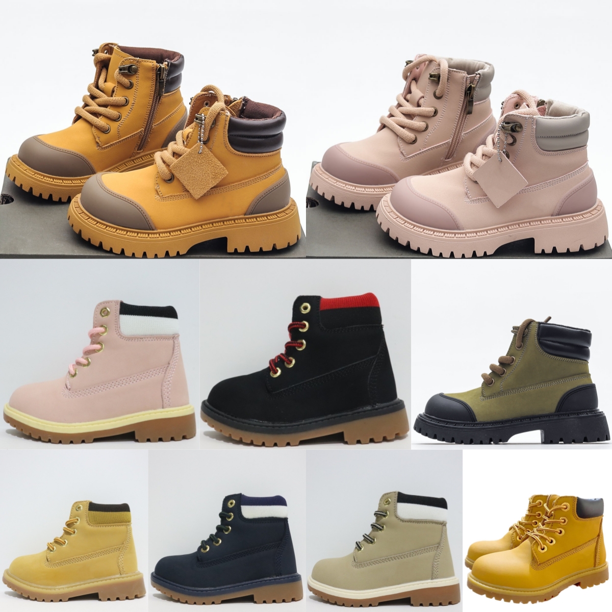 Kids Matin Boots Big Boys Girls Shoes 6 Classic High Leather Hiking Boot Toddler Children Youth Platform Booties Black Wheat Pink Green Sneakers SIZ