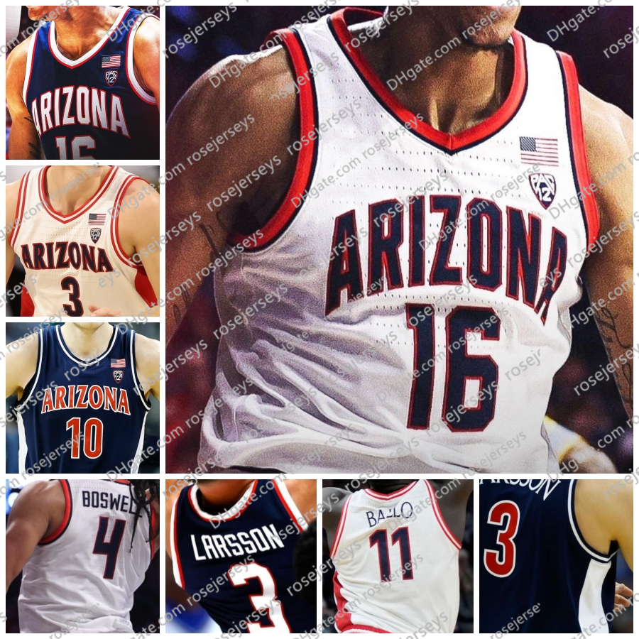 2024 Arizona Wildcats Basketball Jersey Kylan Boswell Keshad Johnson Pelle Larsson Oumar Ballo Motiejus Krivas KJ Lewis 10 Bibby 13 Ayton Men Wom-image-921142526