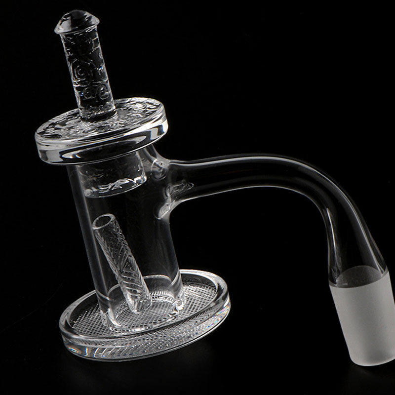 

Full Weld Smoking Quartz Charmer Banger With Grid Bottom And Quartz Cap Hollow Pill 20mmOD Blender Seamless Welded Beveled Edge Quartz Nails For Glass Water Bongs
